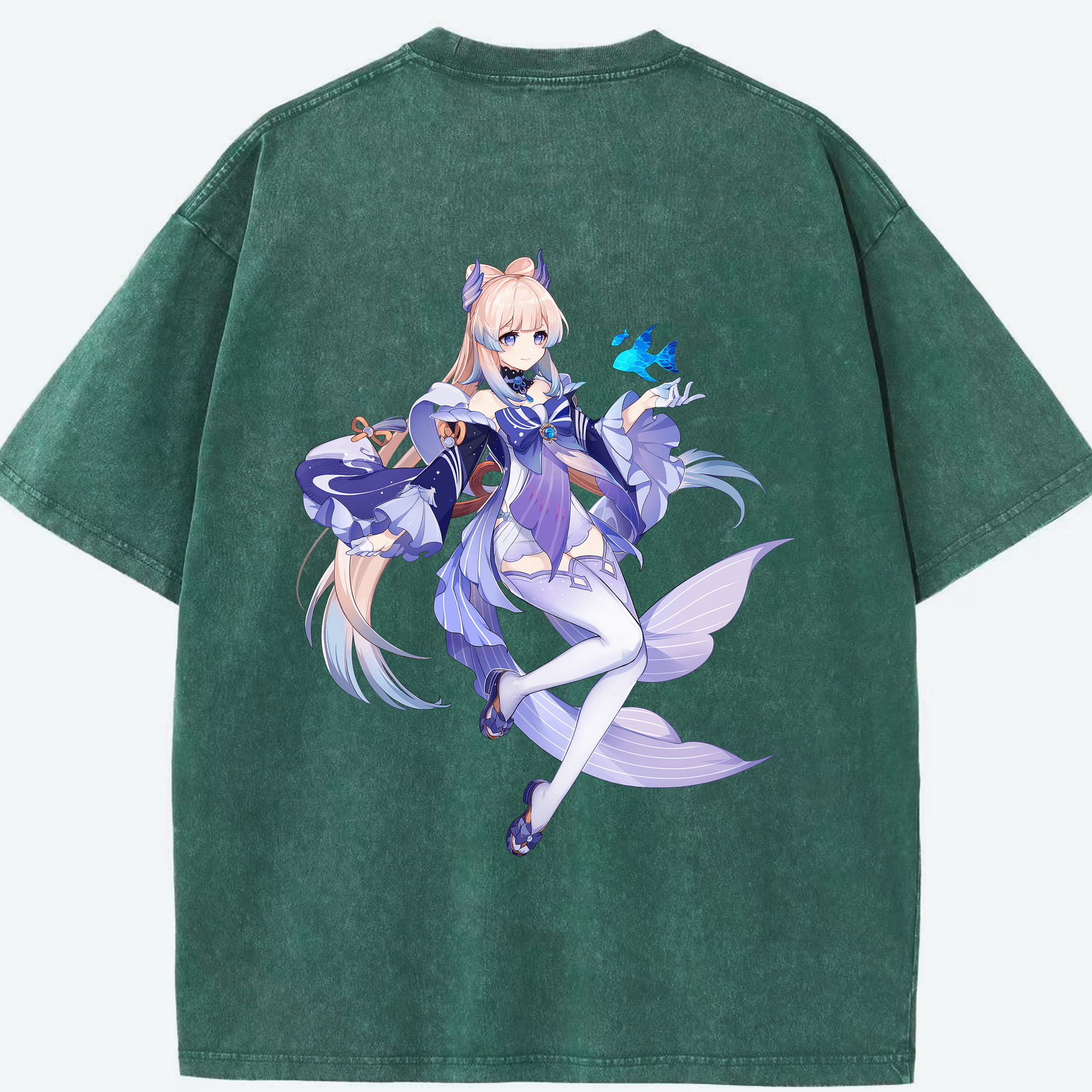 げんし神 珊瑚宮心海 サンゴノミヤ・ココミ genshin Sangonomiya Kokomi 綿100% ヴィンテージ風 半袖Tシャツ（背面プリント）